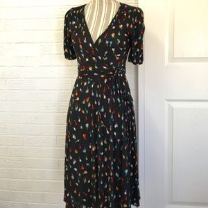 Only Hearts, designer, sexy black Wrap Dress with Tulips  - Sustainably made!